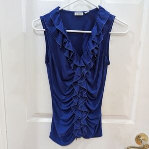 Cato Women's Blue Ruffle Top
